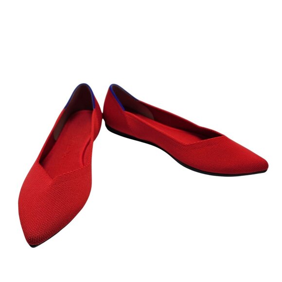 Rothys Bright Red Pointed Toe Womens Flats Size 5.5 - Picture 10 of 13